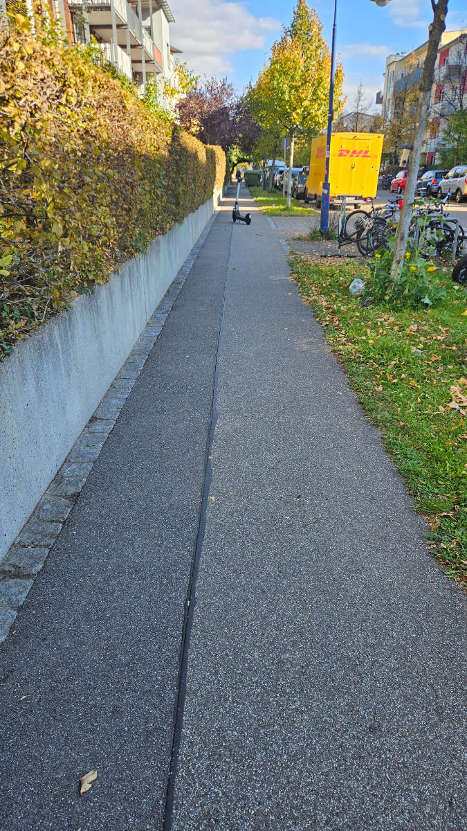 Sauberer und von Laub befreiter Gehweg nach der Außenreinigung
